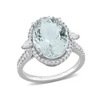 Julianna B 14K White Gold 0.47CTW Diamond & Aquamarine Ring