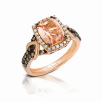 14K Strawberry Gold Peach Morganite & Blueberry Sapphire Ring