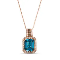 Le Vian 14K Strawberry Gold Deep Sea Blue Topaz Diamond Pendant