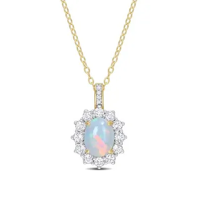 Julianna B Sterling Silver Diamond, Blue Ethiopian Opal & White Topaz Necklace