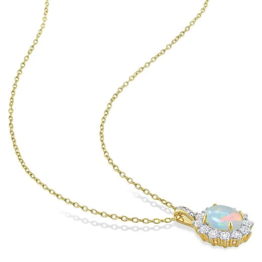 Julianna B Sterling Silver Diamond, Blue Ethiopian Opal & White Topaz Necklace