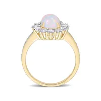 Julianna B Sterling Silver Diamond, Blue Ethiopian Opal & White Topaz Ring