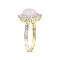 Julianna B Sterling Silver Diamond, Blue Ethiopian Opal & White Topaz Ring