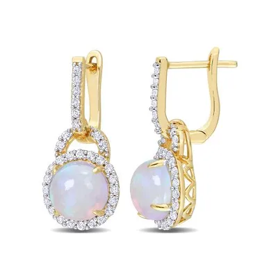 Julianna B Sterling Silver White Topaz & Blue Ethiopian Opal Earrings