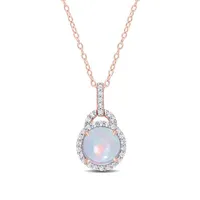 Julianna B Rose Plated Sterling Silver Blue Ethiopian Opal, White Topaz Necklace