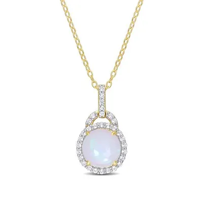 Julianna B Sterling Silver Blue Ethiopian Opal & White Topaz Necklace