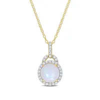 Julianna B Sterling Silver Blue Ethiopian Opal & White Topaz Necklace