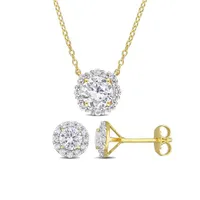 Julianna B Sterling Silver Created White Sapphire Earrings and Pendant Set