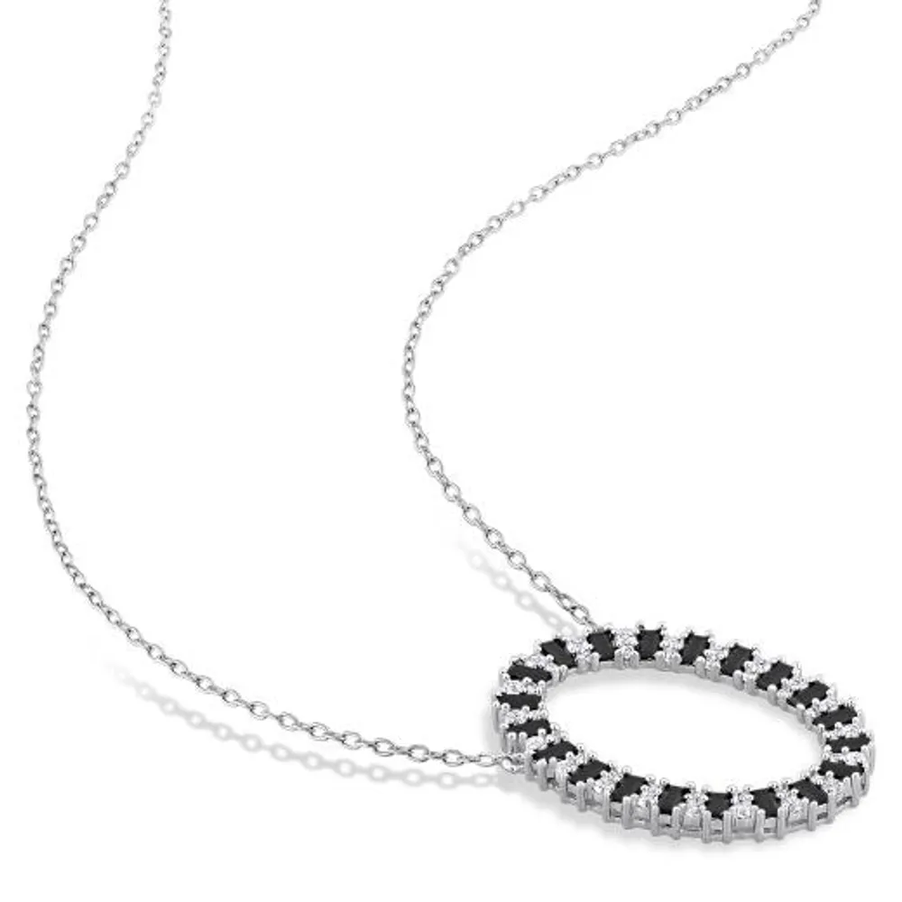 Julianna B Sterling Silver Black Spinel & Lab Grown White Sapphire Necklace