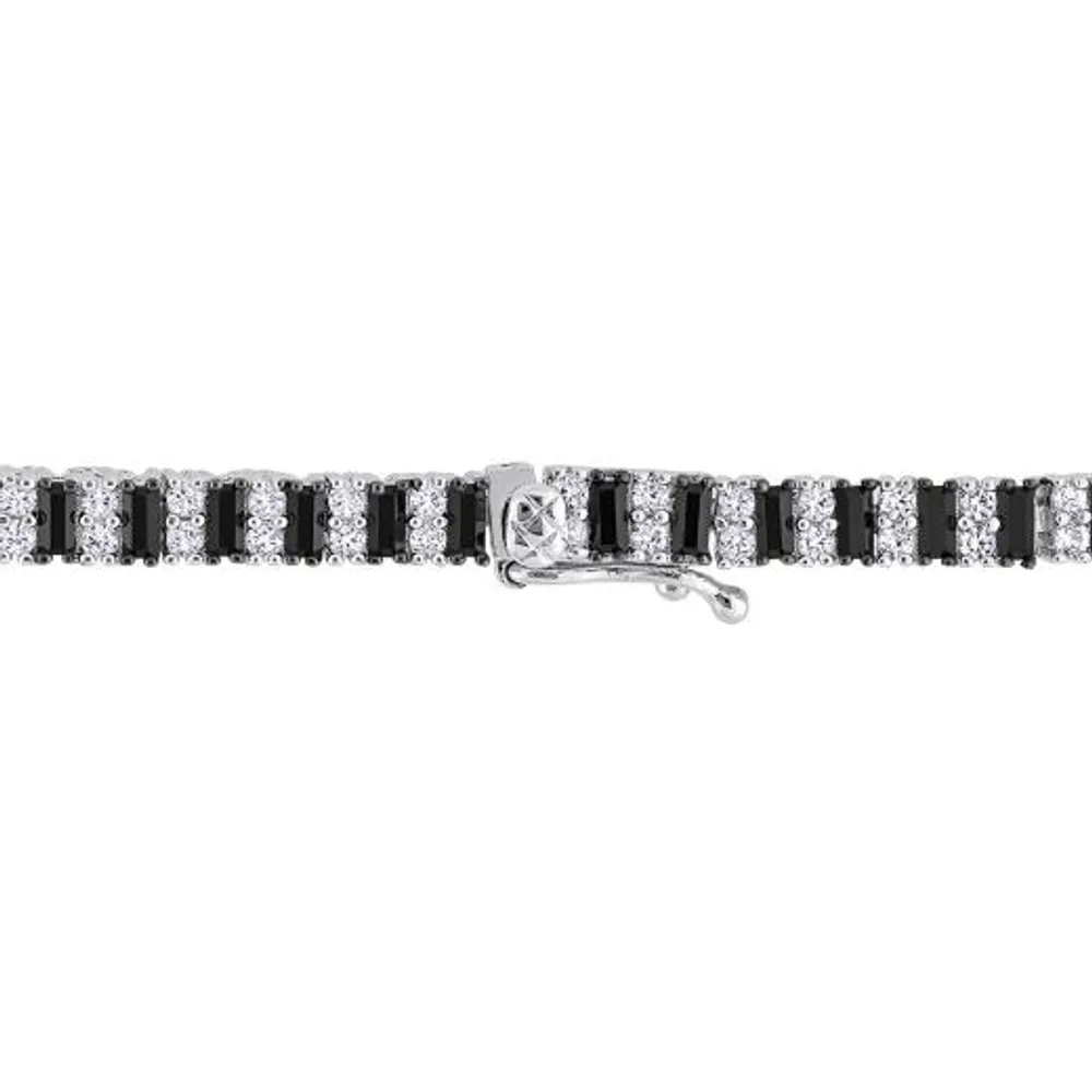 Julianna B Sterling Silver Black Spinel, Created White Sapphire Tennis Bracelet