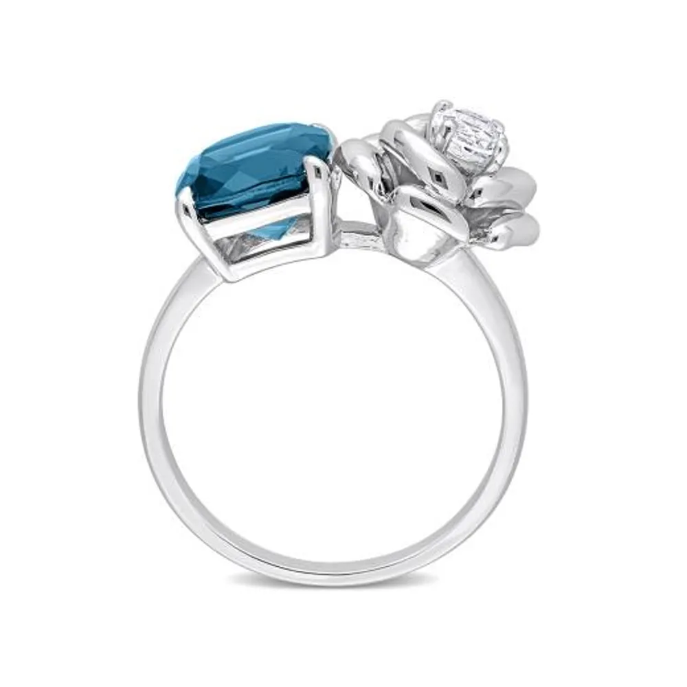 Julianna B Sterling Silver White Topaz & Blue Topaz Ring