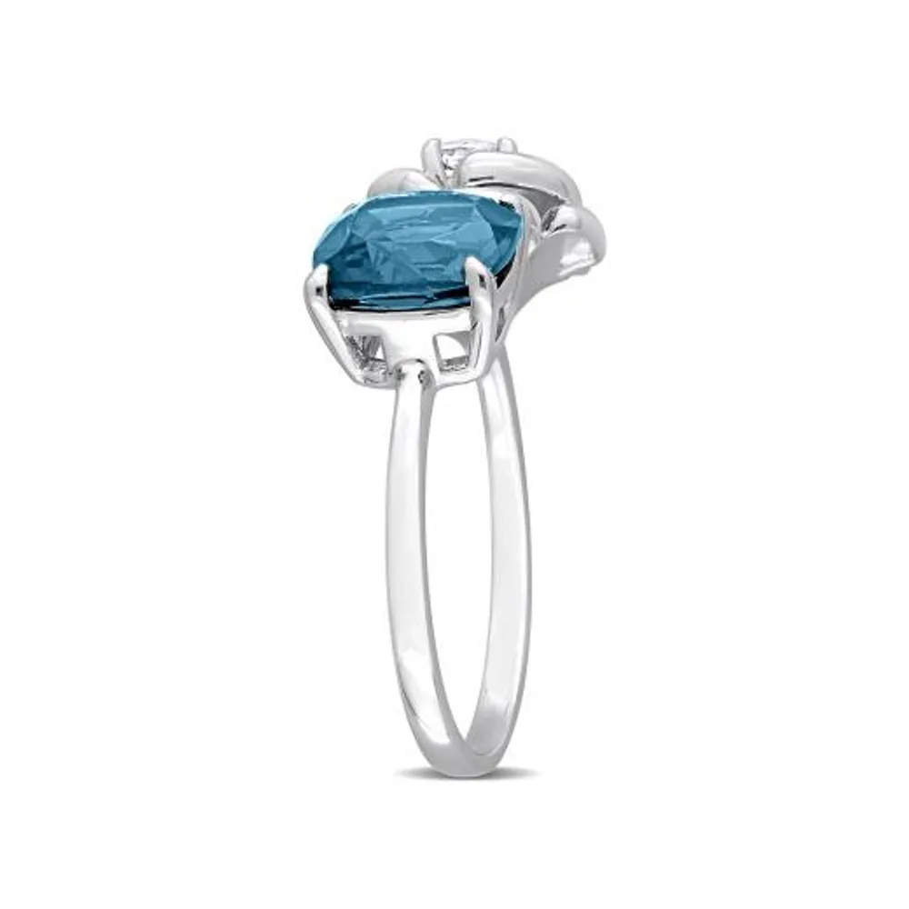 Julianna B Sterling Silver White Topaz & Blue Topaz Ring