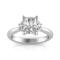 New Brilliance 14K White Gold Lab Grown 2.00CTW Radiant Cut Diamond Ring