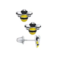 Children's Sterling Silver Enamel Bee Earrings