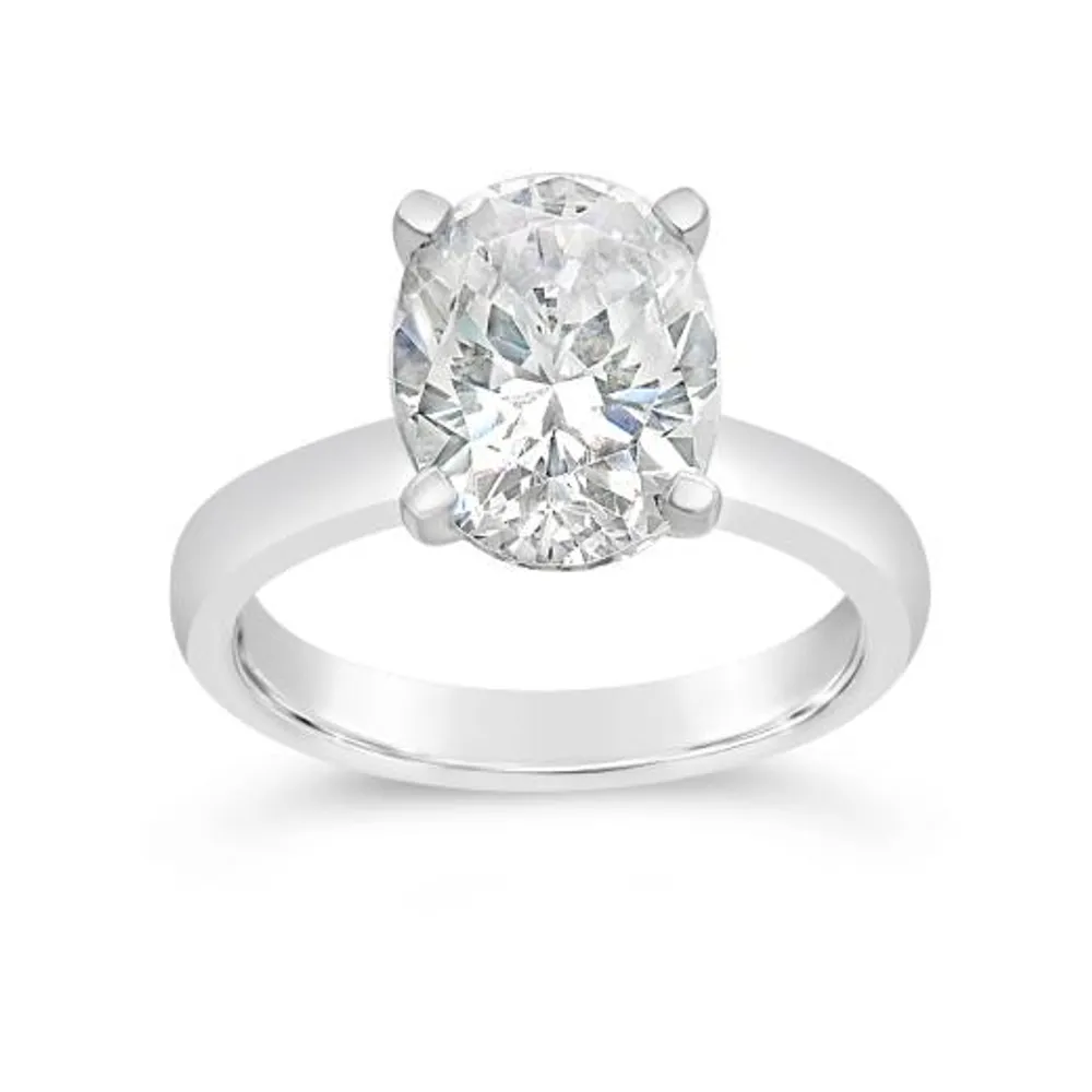 New Brilliance 14K White Gold Lab Grown 3.00CT Oval Diamond Solitaire Ring