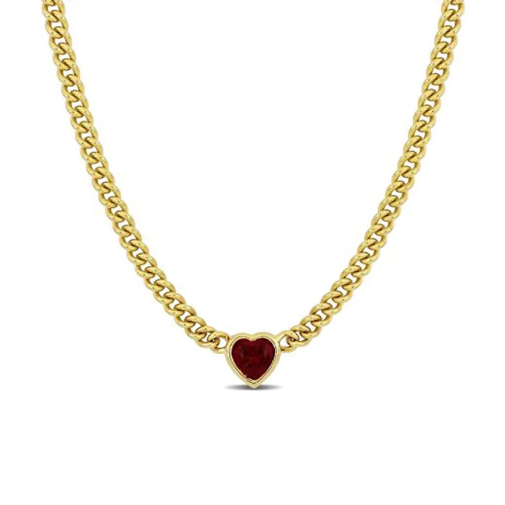 Julianna B Yellow Plated Sterling Silver Lab Grown Ruby Necklace