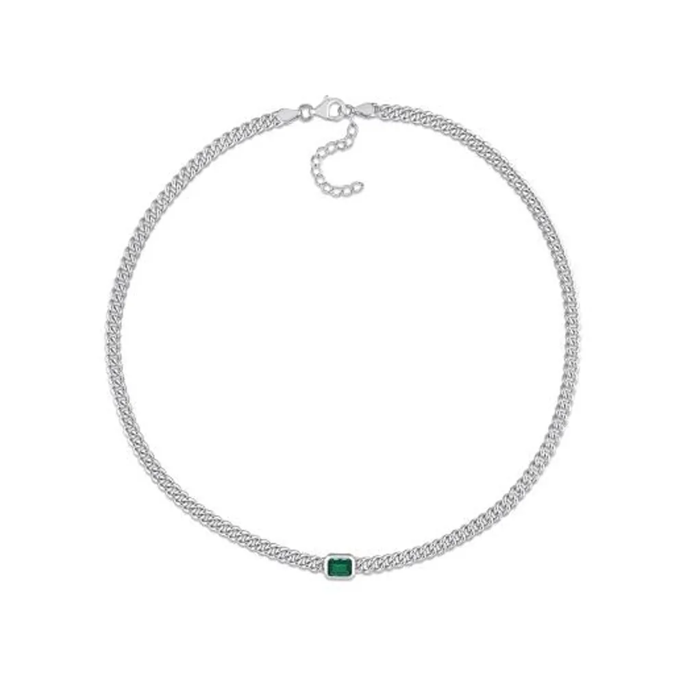 Julianna B Sterling Silver Lab Grown Emerald Necklace