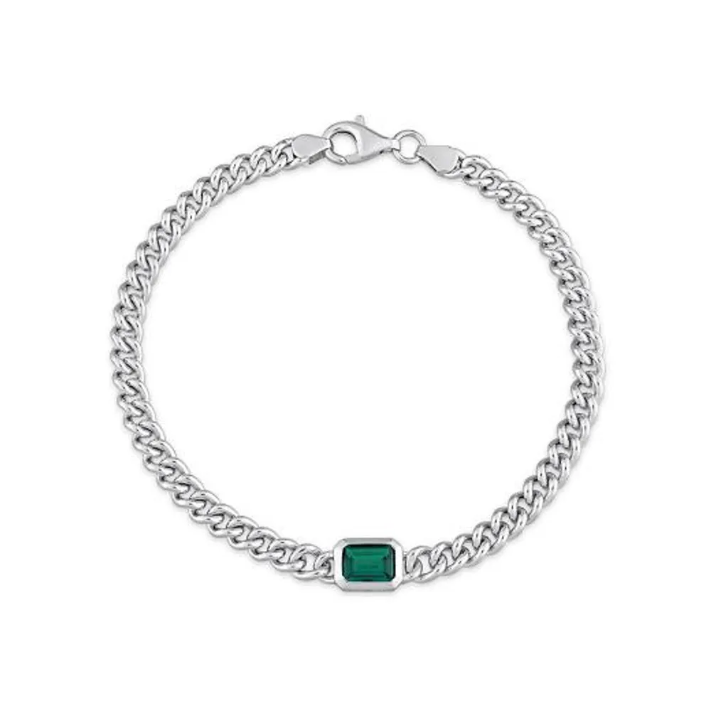 Julianna B Sterling Silver Lab Grown Emerald Bracelet