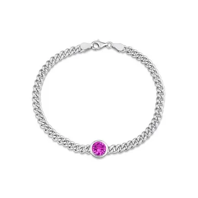 Julianna B Sterling Silver Lab Grown Pink Sapphire Bracelet