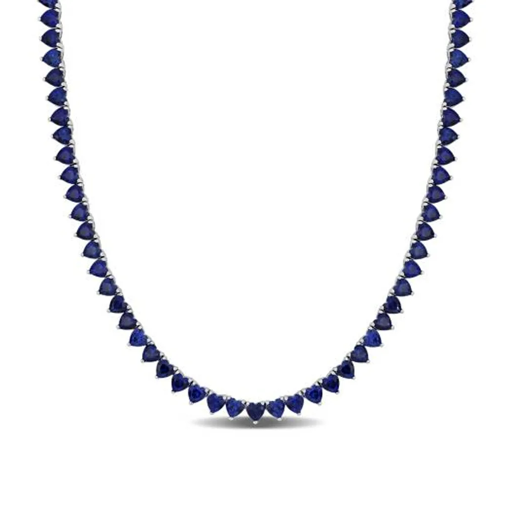 Julianna B Sterling Silver Lab Grown Blue Sapphire Necklace