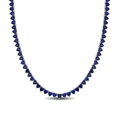 Julianna B Sterling Silver Lab Grown Blue Sapphire Necklace