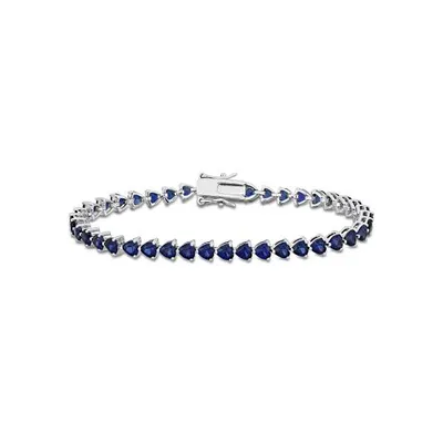Julianna B Sterling Silver Lab Grown Blue Sapphire Tennis Bracelet