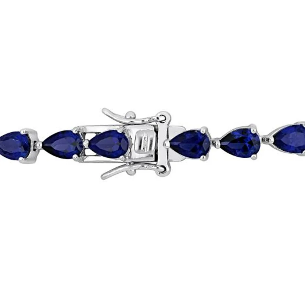 Julianna B Sterling Silver Lab Grown Blue Sapphire Tennis Bracelet