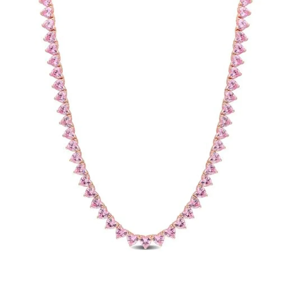 Julianna B Rose Plated Sterling Silver Lab Grown Pink Sapphire Necklace