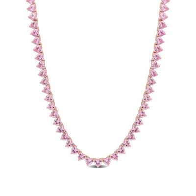 Julianna B Rose Plated Sterling Silver Lab Grown Pink Sapphire Necklace