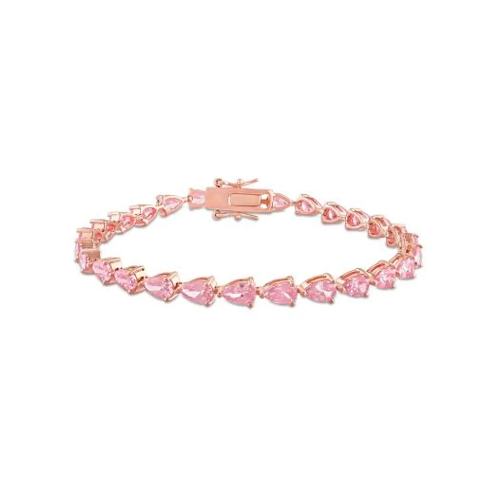 Julianna B Rose Plated Sterling Silver Lab Grown Pink Sapphire Tennis Bracelet