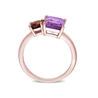 Julianna B Rose Plated Sterling Silver Amethyst & Garnet Ring