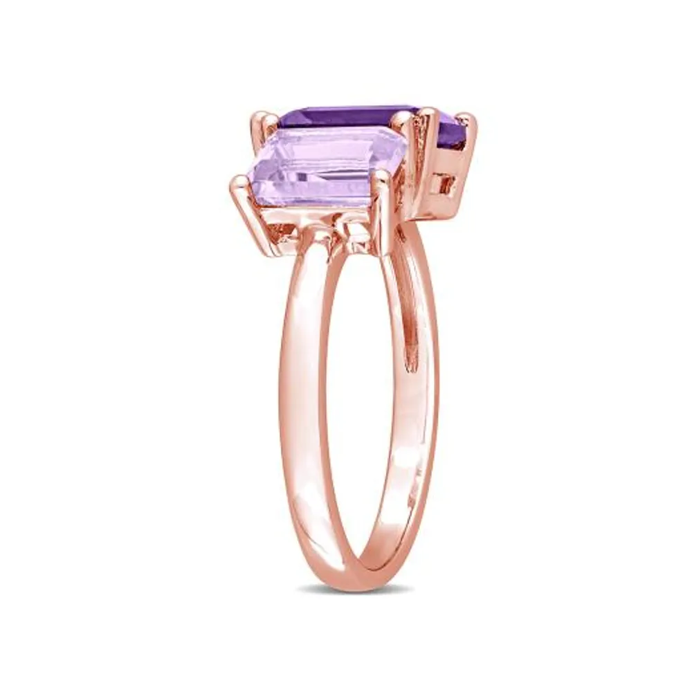 Julianna B Rose Plated Sterling Silver Amethyst & Pink Amethyst Ring