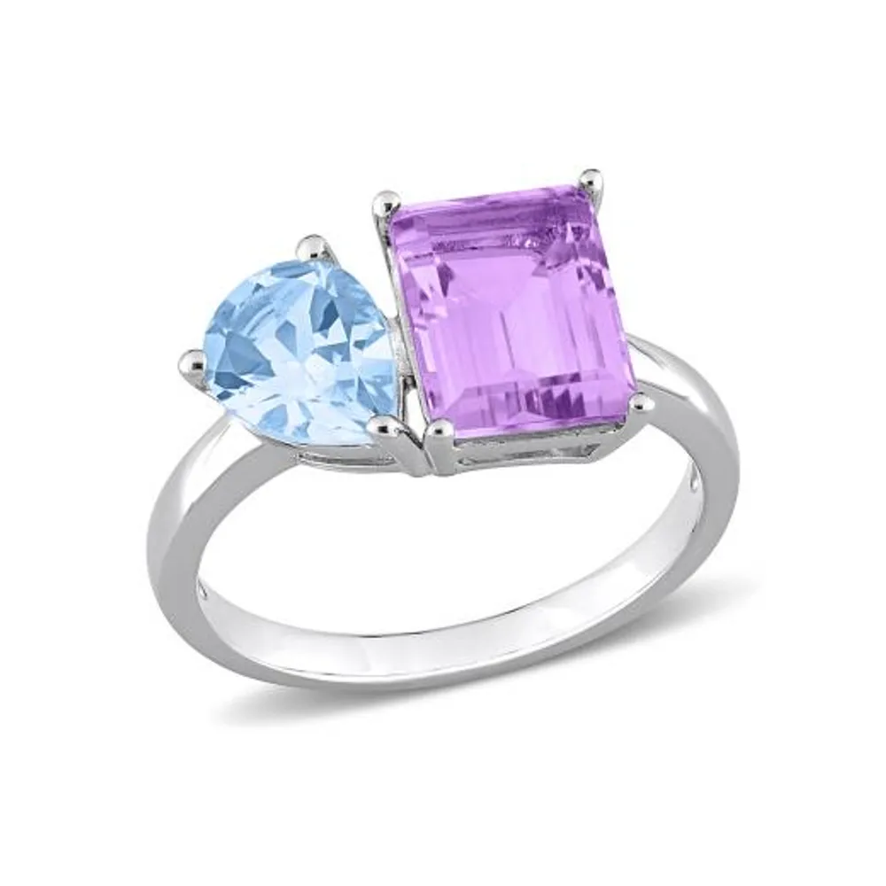 Julianna B Sterling Silver Amethyst & Blue Topaz Ring