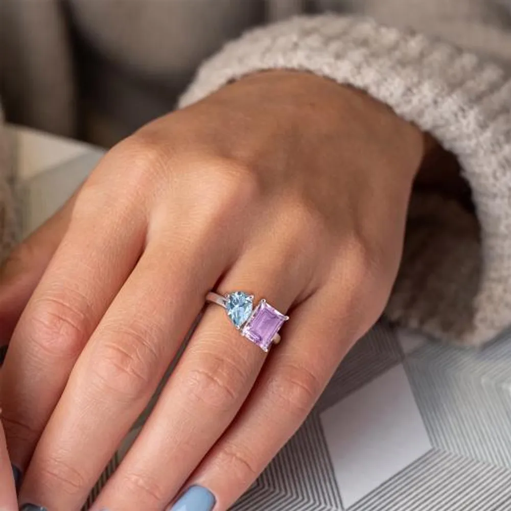 Julianna B Sterling Silver Amethyst & Blue Topaz Ring