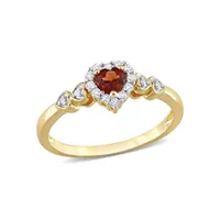 Julianna B Sterling Silver Diamond, Garnet & Created White Sapphire Ring