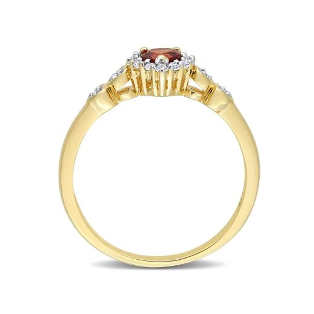 Julianna B Sterling Silver Diamond, Garnet & Created White Sapphire Ring