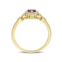 Julianna B Sterling Silver Diamond, Garnet & Created White Sapphire Ring