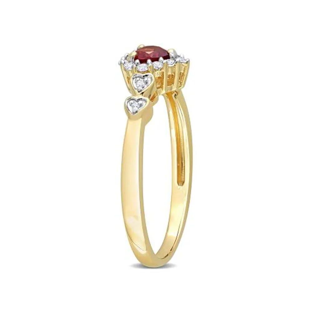 Julianna B Sterling Silver Diamond, Garnet & Created White Sapphire Ring