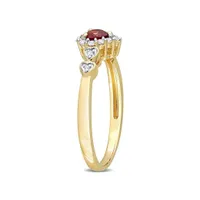 Julianna B Sterling Silver Diamond, Garnet & Created White Sapphire Ring