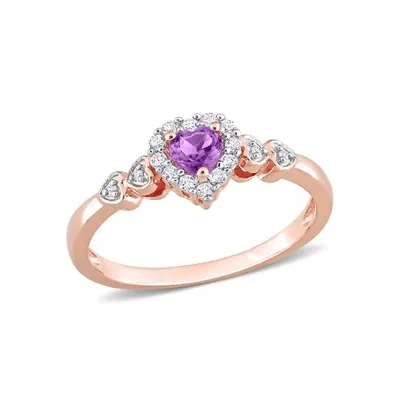 Julianna B Sterling Silver Diamond, Amethyst & Created White Sapphire Ring