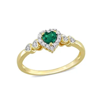 Julianna B Sterling Silver Diamond, Created Emerald & CR-White Sapphire Ring