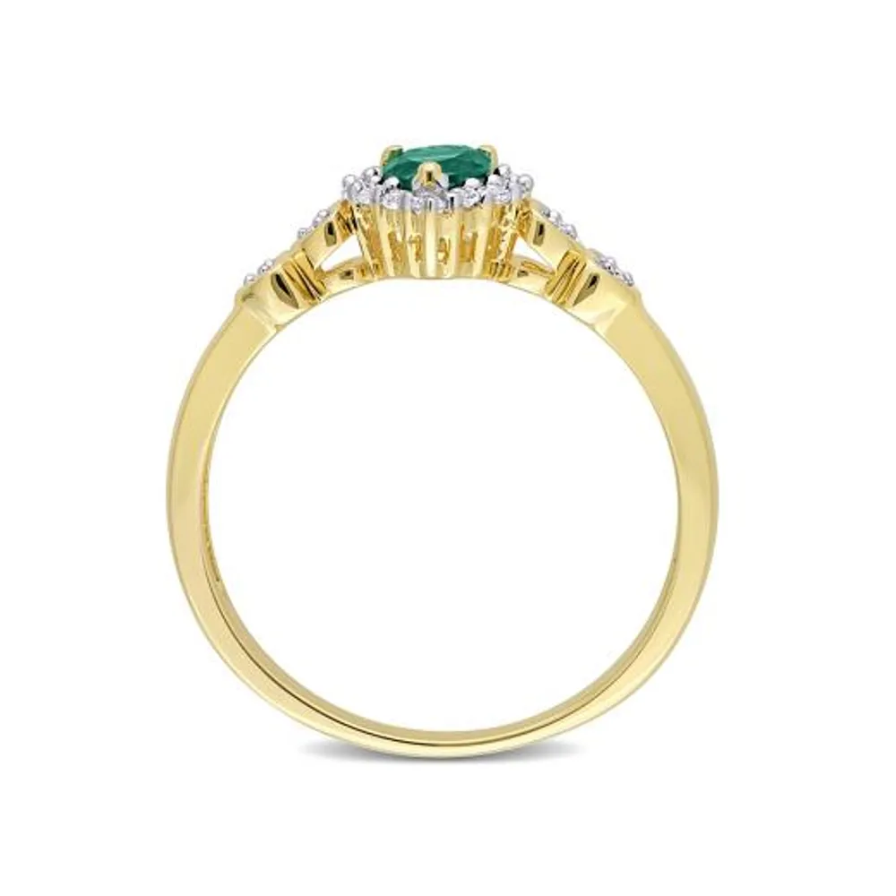 Julianna B Sterling Silver Diamond, Created Emerald & CR-White Sapphire Ring