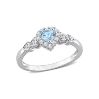 Julianna B Sterling Silver Diamond, Blue Topaz & Created White Sapphire Ring