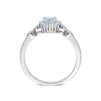 Julianna B Sterling Silver Diamond, Blue Topaz & Created White Sapphire Ring