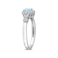 Julianna B Sterling Silver Diamond, Blue Topaz & Created White Sapphire Ring