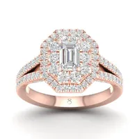 My Diamond Story 14K Rose Gold 1.50CTW Emerald Shaped Diamond Bridal Ring