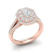 My Diamond Story 14K Rose Gold 1.50CTW Emerald Shaped Diamond Bridal Ring