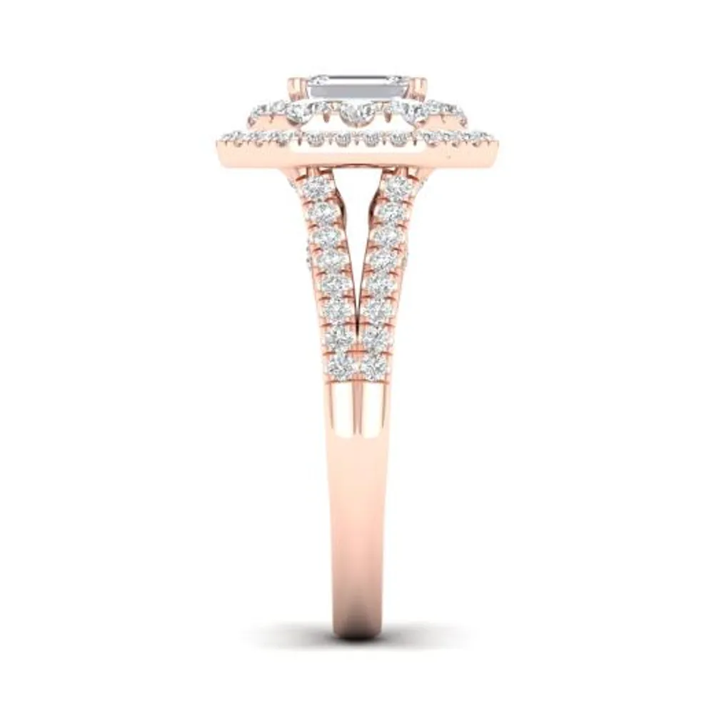 My Diamond Story 14K Rose Gold 1.50CTW Emerald Shaped Diamond Bridal Ring