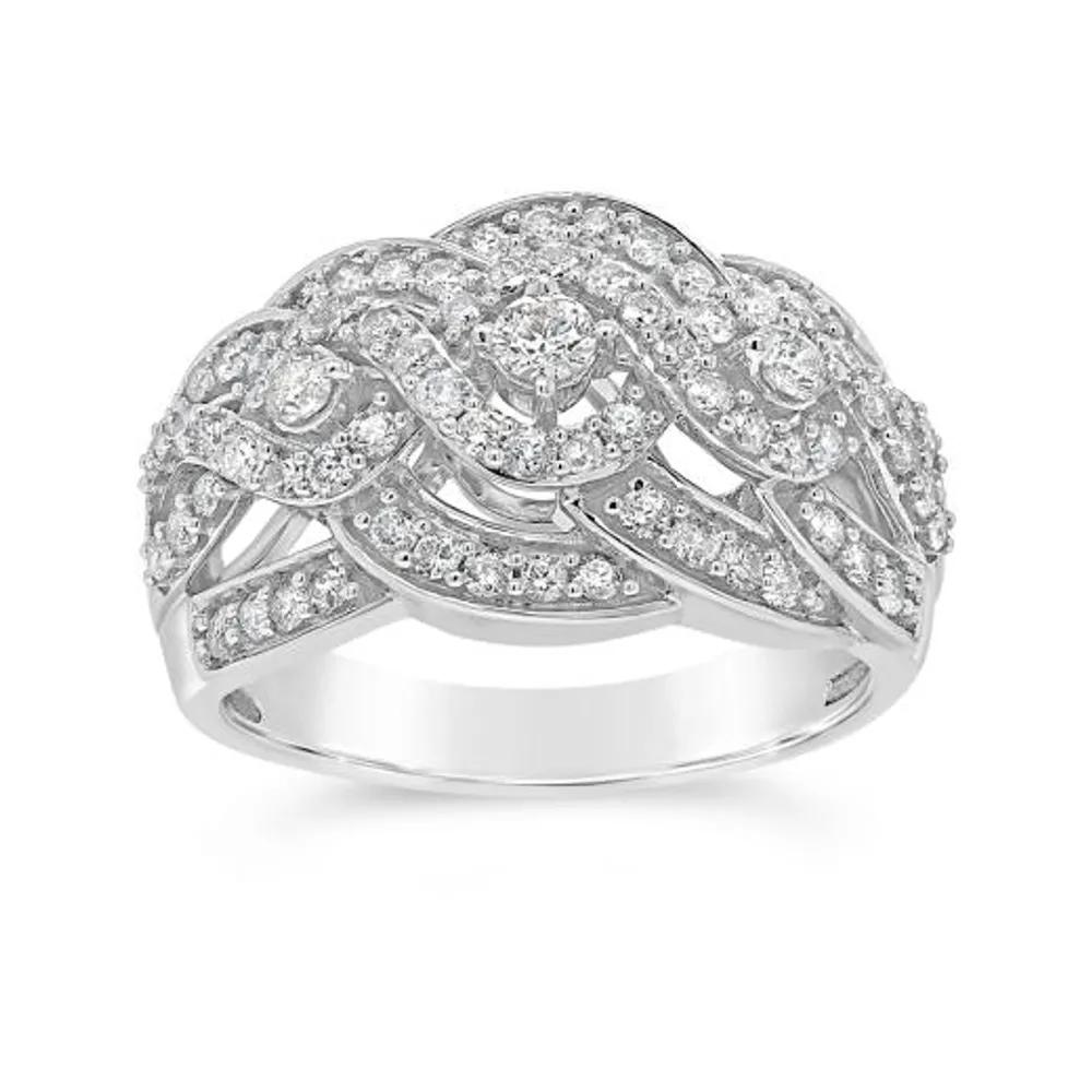 10K White Gold 0.95CTW Diamond Fashion Ring