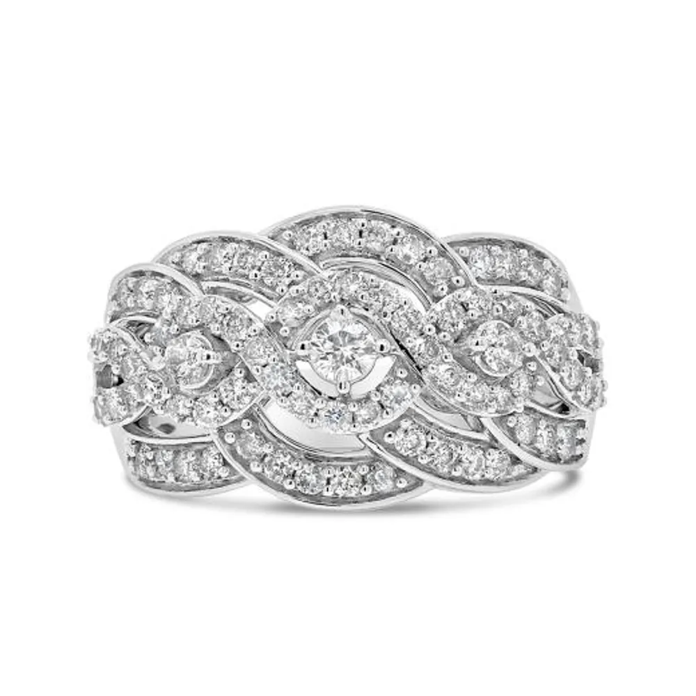 10K White Gold 0.95CTW Diamond Fashion Ring